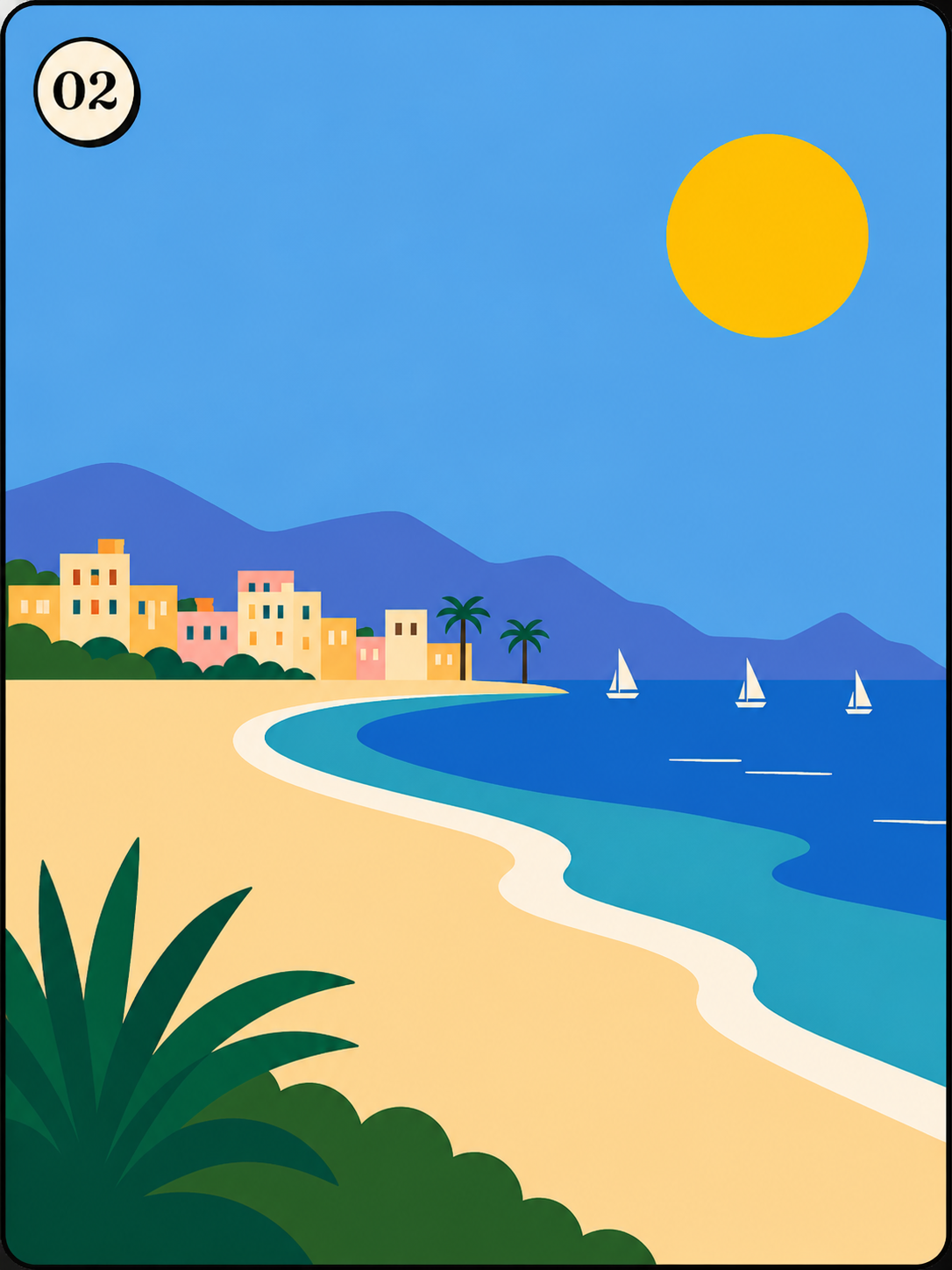 A Cannes beach, illustration
